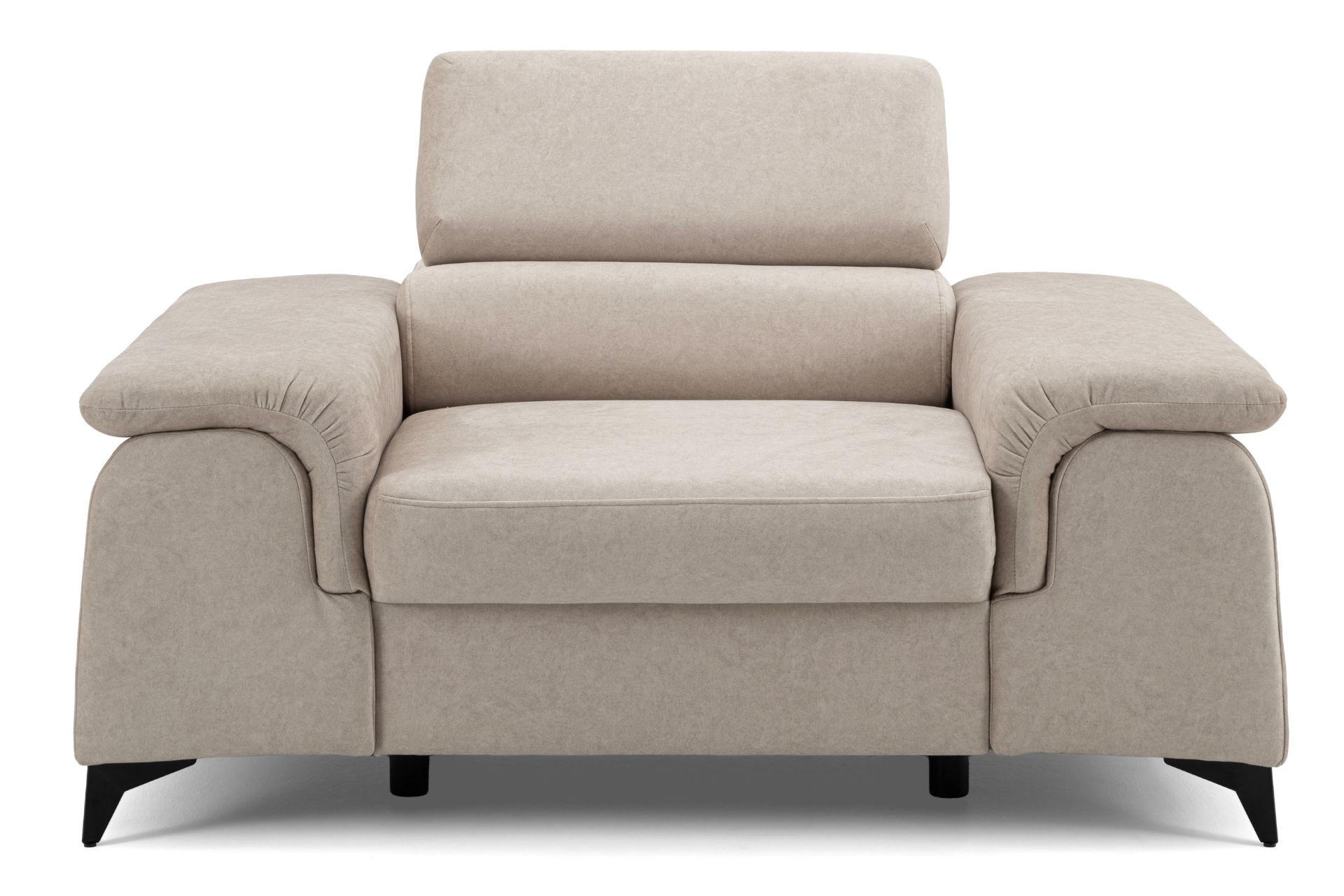 SESSEL PLAZA mit verstellbare Kopfstütze Velours Beige - Beige/Schwarz, Holz/Textil (130/95/100cm) - Muffo