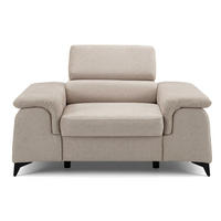 SESSEL PLAZA mit verstellbare Kopfstütze Velours Beige - Beige/Schwarz, Holz/Textil (130/95/100cm) - Muffo