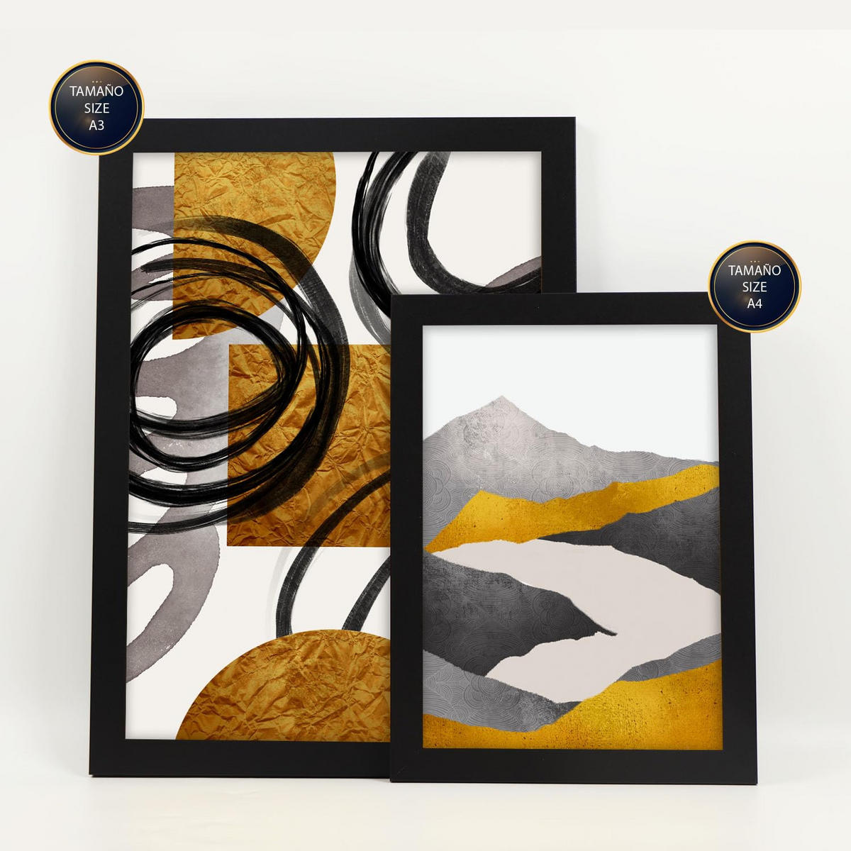 POSTER Set Mit 6 Gattung Nature 2 In Kulissen Abstracts Ästhetische Dekorative Gemälde Für Ihr Wohnzimmer Zuhause A3 & A4 Schwarzer Rahmen - Schwarz, Papier (29/3cm) - Nacnic