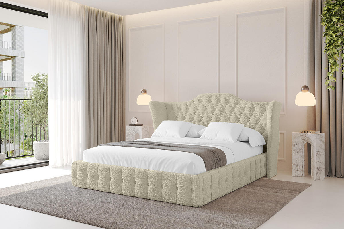 POLSTERBETT mit Bettkasten und Lattenrost, Bett mit Matratze H3/H4 - MODY 180x200 Beige - Taupe, Holzwerkstoff/Textil (180/200cm) - ALTDECOR