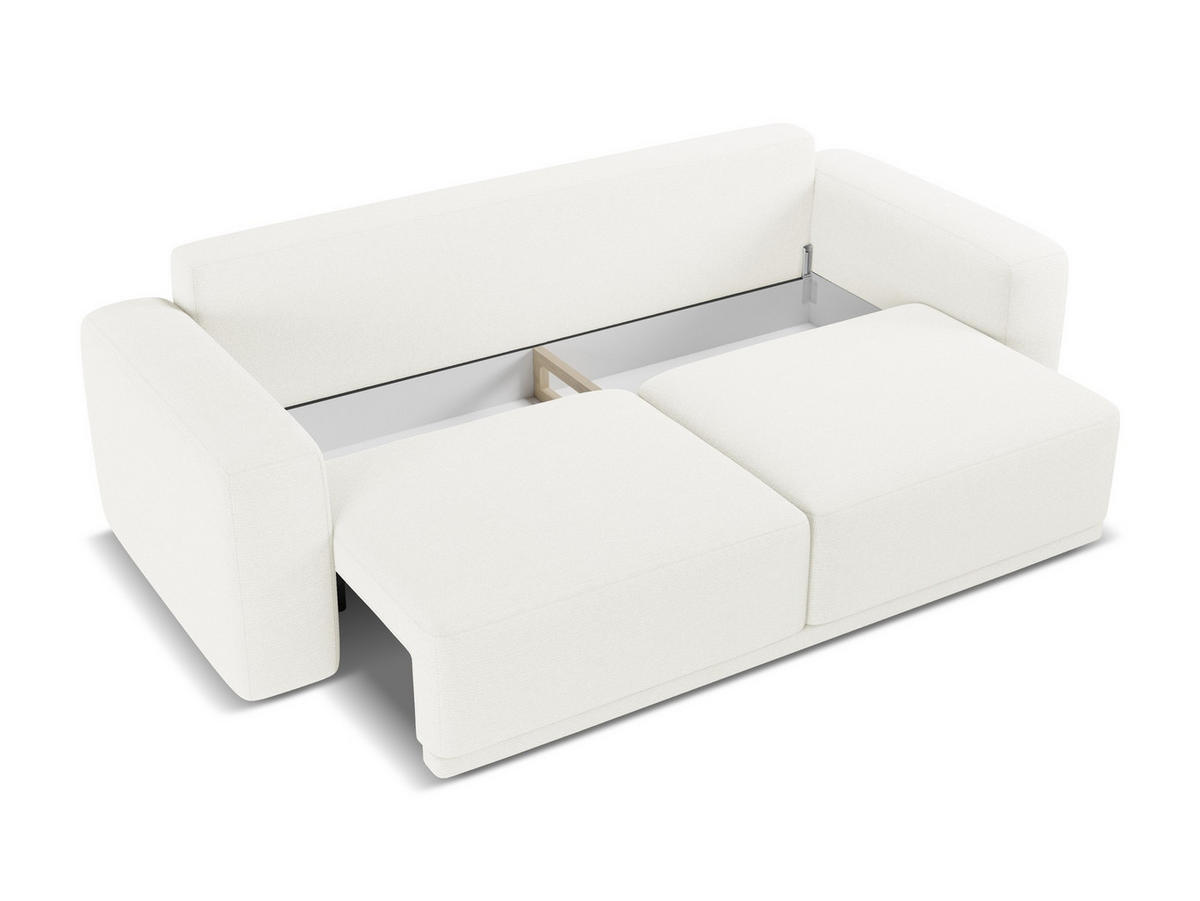 3-SITZER SOFA mit Schlaffunktion Chenille Stoff Weiß - Schwarz/Weiß, Kunststoff/Textil (242/91/100cm) - Makamii