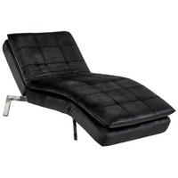 RELAXLIEGE Samtstoff schwarz verstellbar Loiret - Silberfarben/Schwarz, Textil (179/93/76cm) - Beliani
