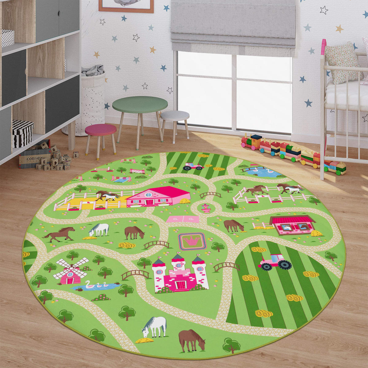 KINDERTEPPICH Grün Ø 160 cm - Grün, Kunststoff (160/160cm) - TT Home