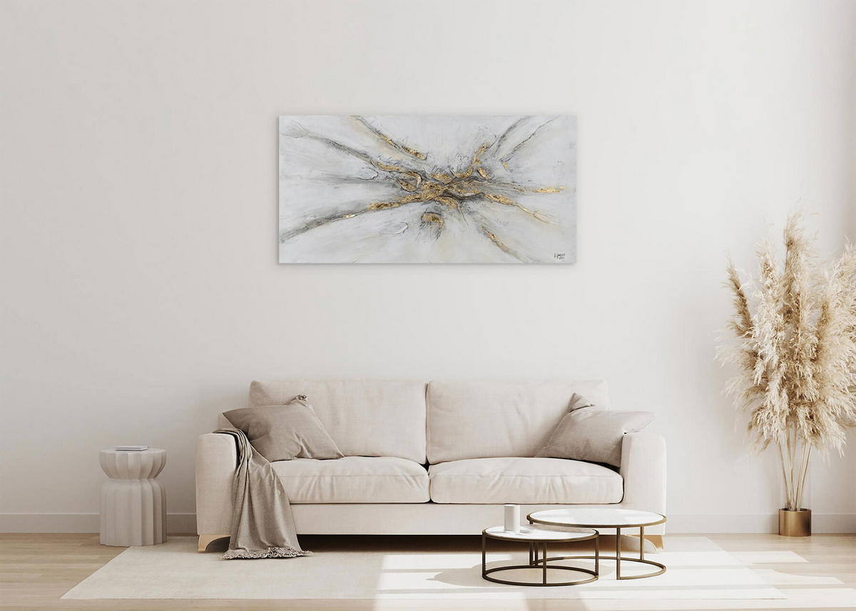 ACRYLBILD HANDGEMALT 120/60 cm - Silberfarben/Grau, Holz/Textil (2/60cm) - KUNSTLOFT