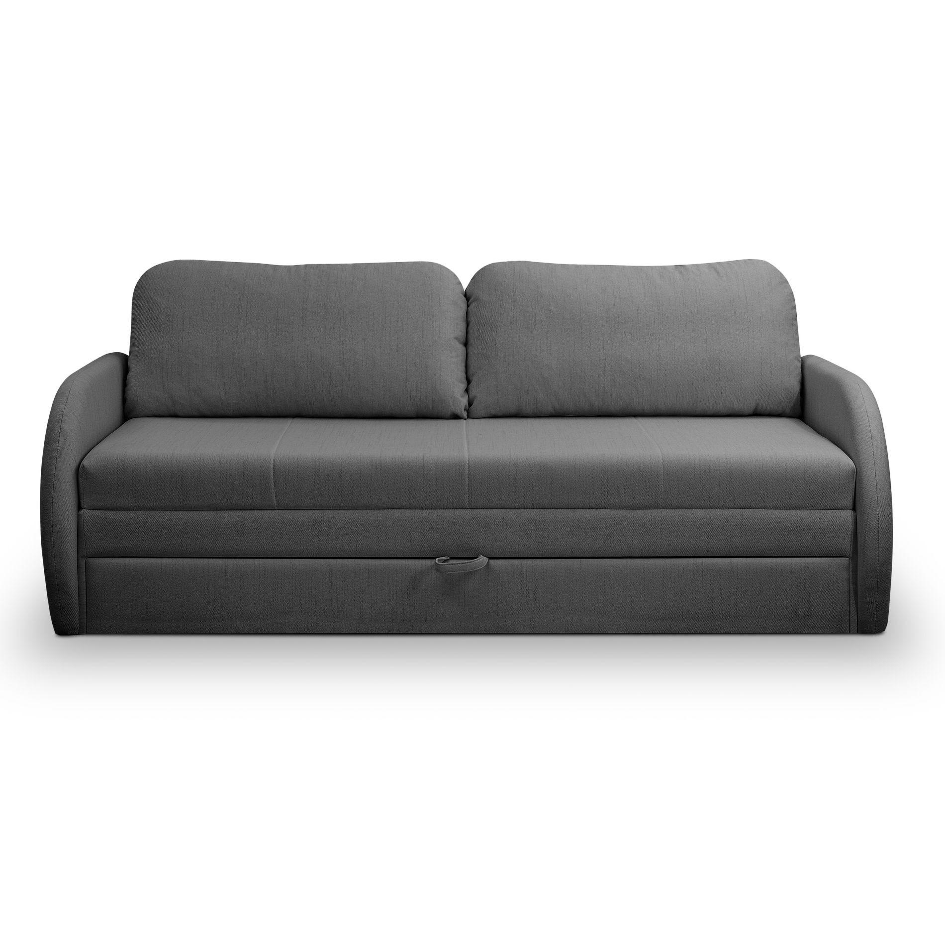 SCHLAFSOFA Diego dunkelgrau - Dunkelgrau/Schwarz, Kunststoff/Textil (221/90/91cm) - Selsey