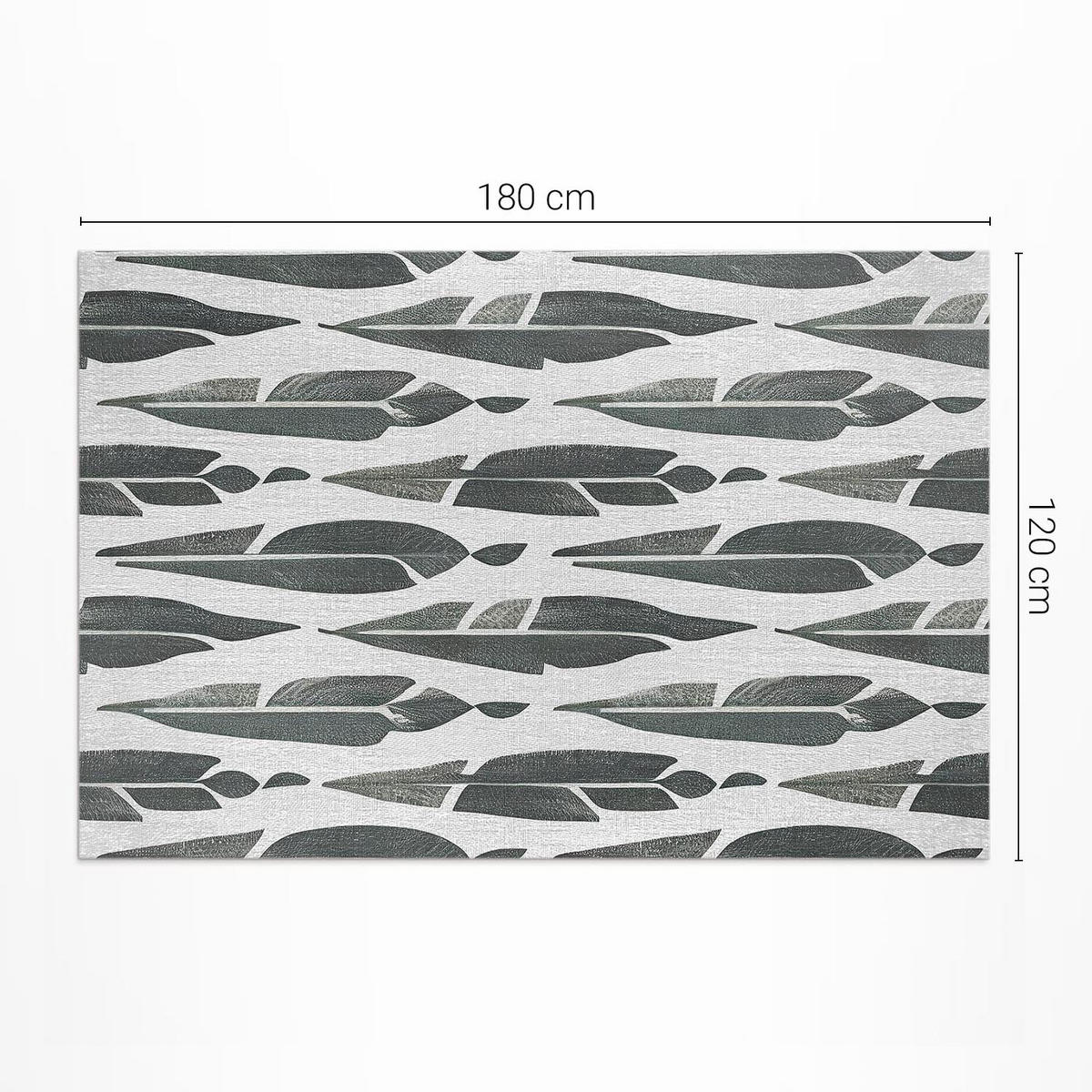 TEPPICH 120x180 cm Gemalte Indianerfedern Boho Vintage - Silberfarben, Kunststoff (120/180cm) - Wallfluent