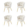 STUHL SET 4-TEILIG Samt Polster Blütenblatt-Rücken Goldfüße & Kissen Beige - Beige, Holz (62/43/54cm) - FLIEKS