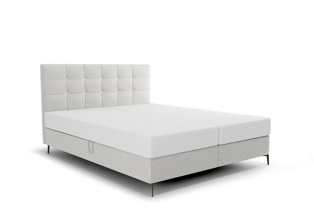 BOXBETT INAO 140x200 mit Matratze H3, Bonell und Topper ARAGON 80 - Hellgrau, Textil (140/200cm) - Bedante