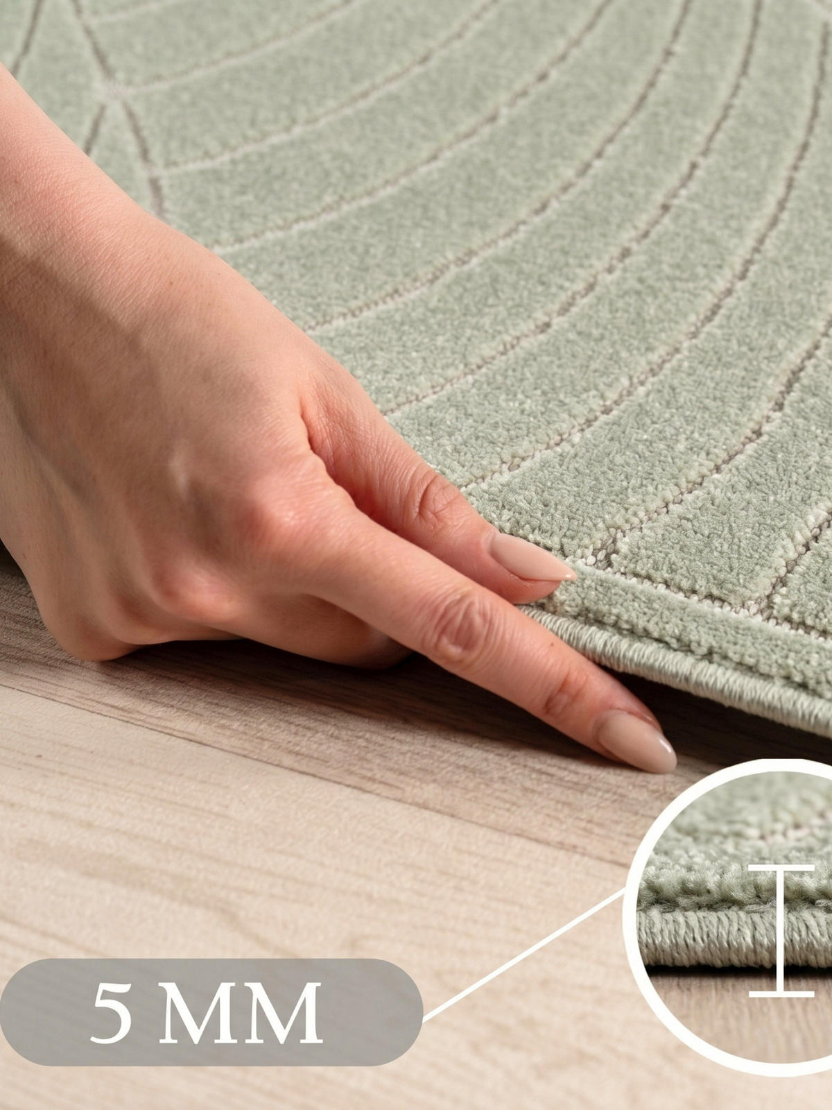 TEPPICH Outdoor, Fußbodenheizung-geeignet, mit Blattmotiv, ENGADIN in Salbeigrün, 280 x 370 cm - Grün, Textil (280/370cm) - KADIMA DESIGN
