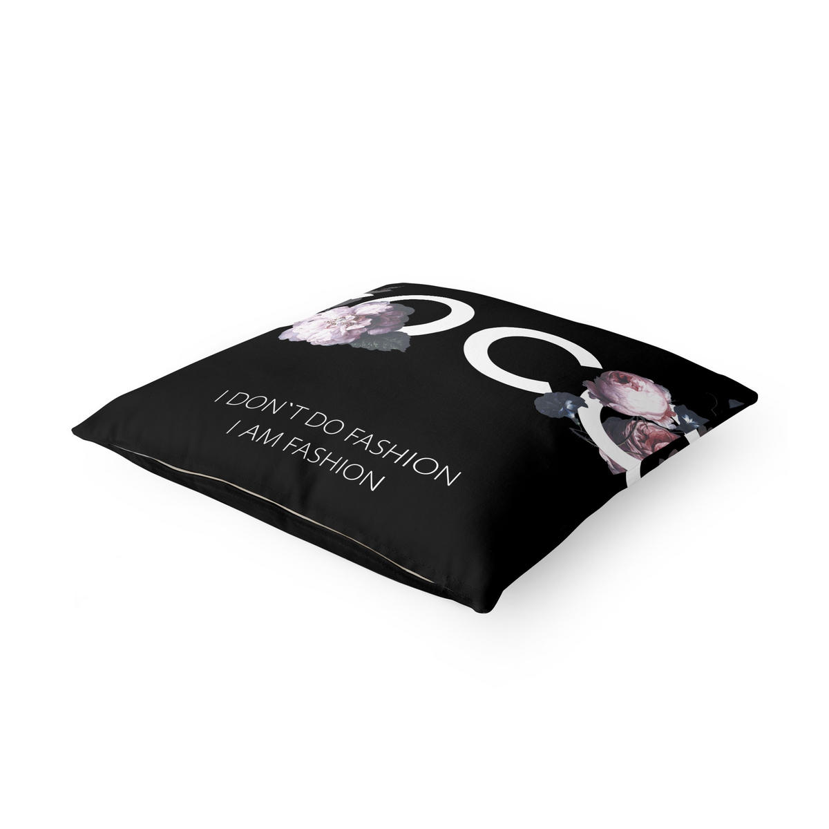 KISSENBEZUG COCO - I don´t do fashion Rosen Schwarz 50/50 cm - Schwarz, Textil (50/50cm) - Bilderwelten