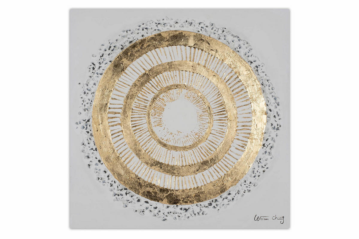 ACRYLBILD HANDGEMALT 60/60 cm - Goldfarben/Weiß, Holz/Textil (1/60cm) - KUNSTLOFT