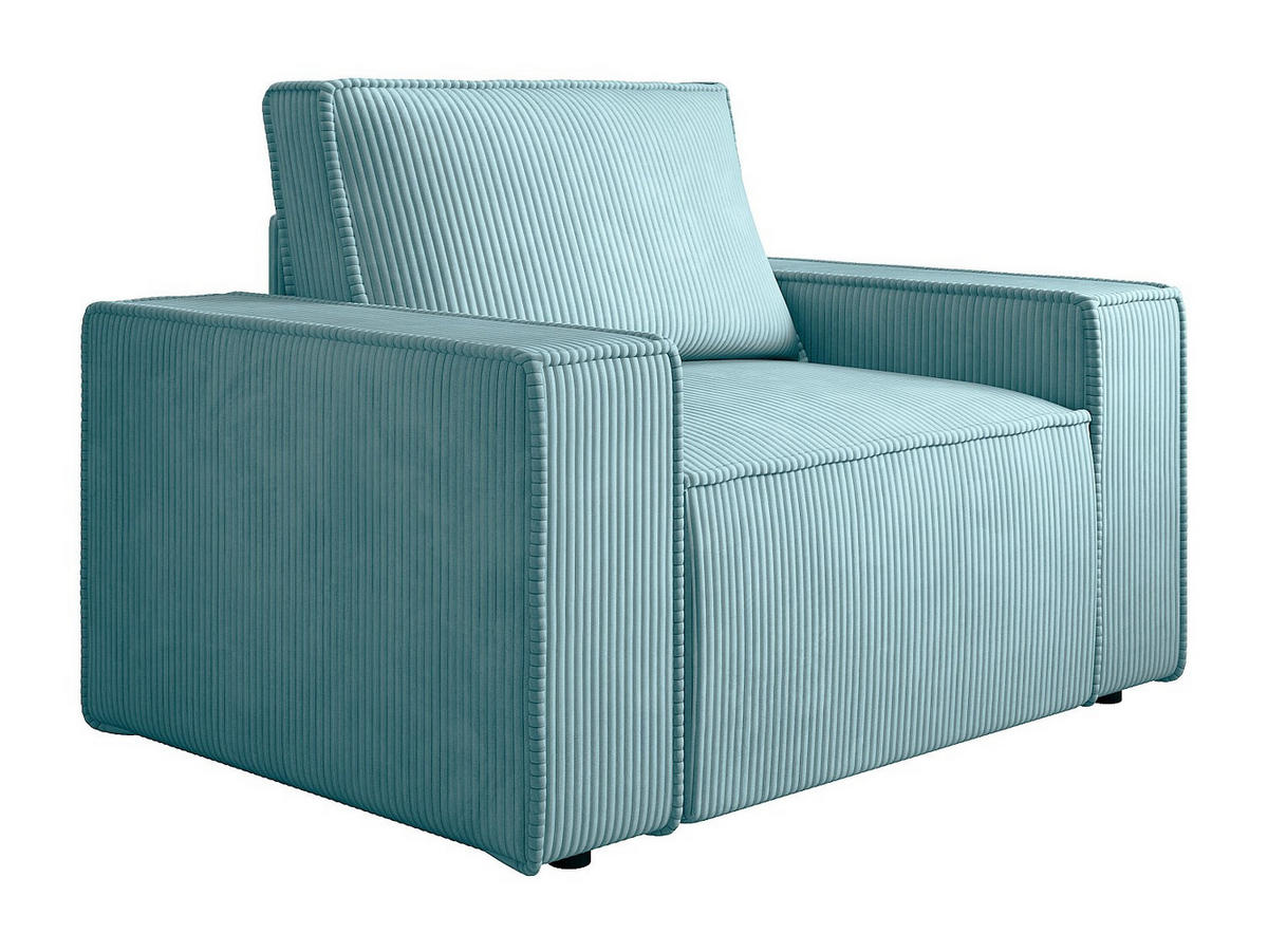 SESSEL mit gerader Rückenlehne - 1 Person - Samt, Stoff - Türkisblau - Türkis, Textil (120/85/86cm) - Vente-Unique