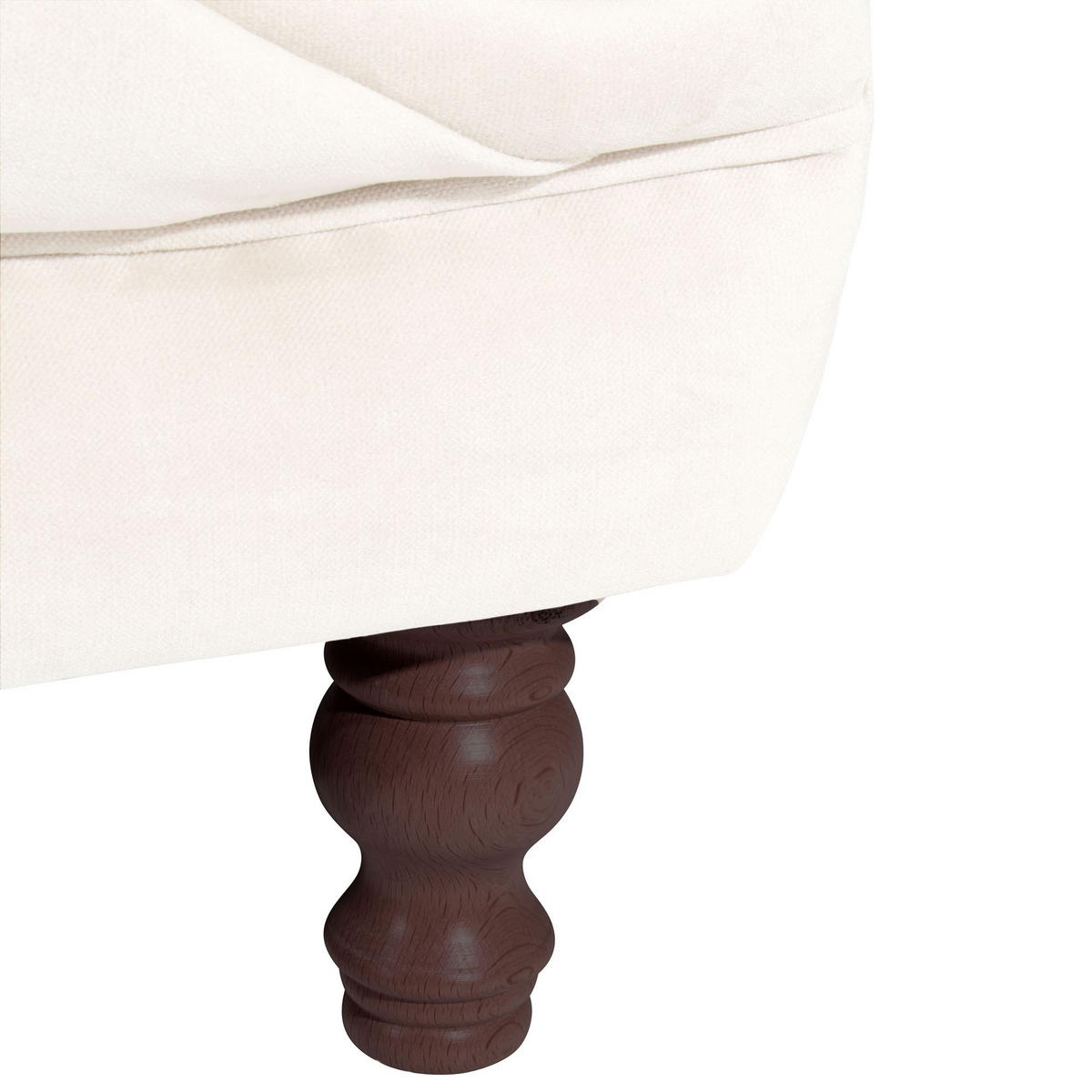 CHESTERFIELD Sofa 3-Sitzer Kaylin Samtvelours creme - Creme, Kunststoff (253/80/100cm) - 58aufmkessel