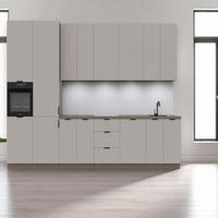 KÜCHENZEILE 400 cm –Sorento K73-M400 - in Beige / Matt - Beige/Schwarz, Holz/Holzwerkstoff (400/247/58cm)