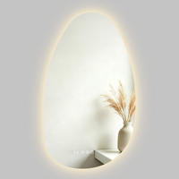 BADSPIEGEL MIT BELEUCHTUNG 85/50 cm asymmetrisch Bluetooth LED mit Antibeschlag - Transparent, Glas (85/50/3cm) - S'AFIELINA