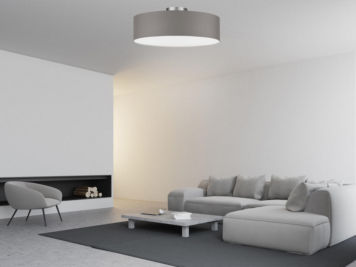 DECKENLAMPE Ø30cm, Lampenschirm Stoff Braun-Grau - Grau, Textil (30/30/16cm) - meineWunschleuchte
