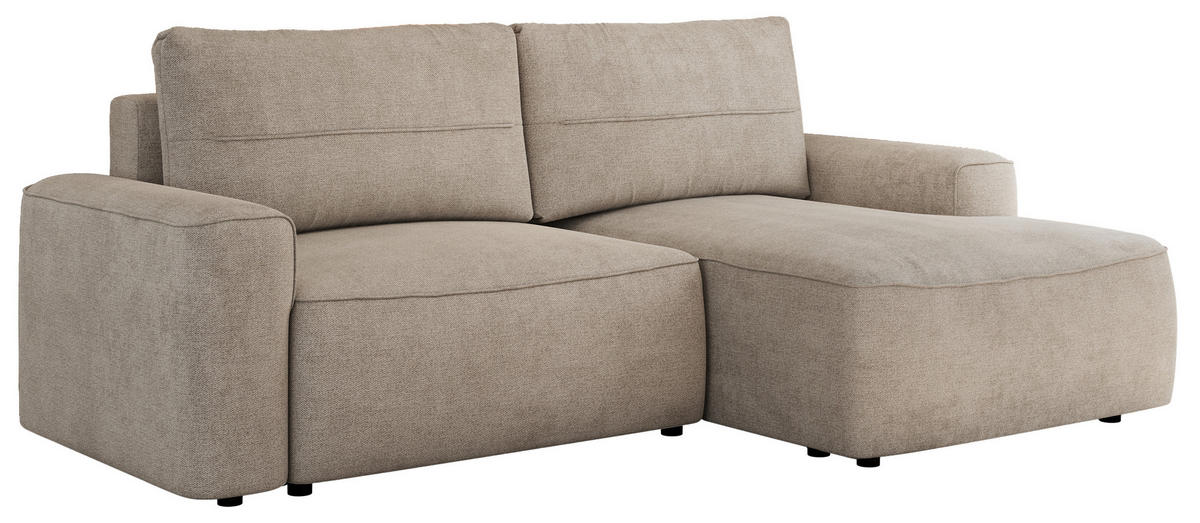 ECKSOFA BELLUNO L Beige Strukture - Rechts - Beige/Schwarz, Textil (233/144cm) - MKS