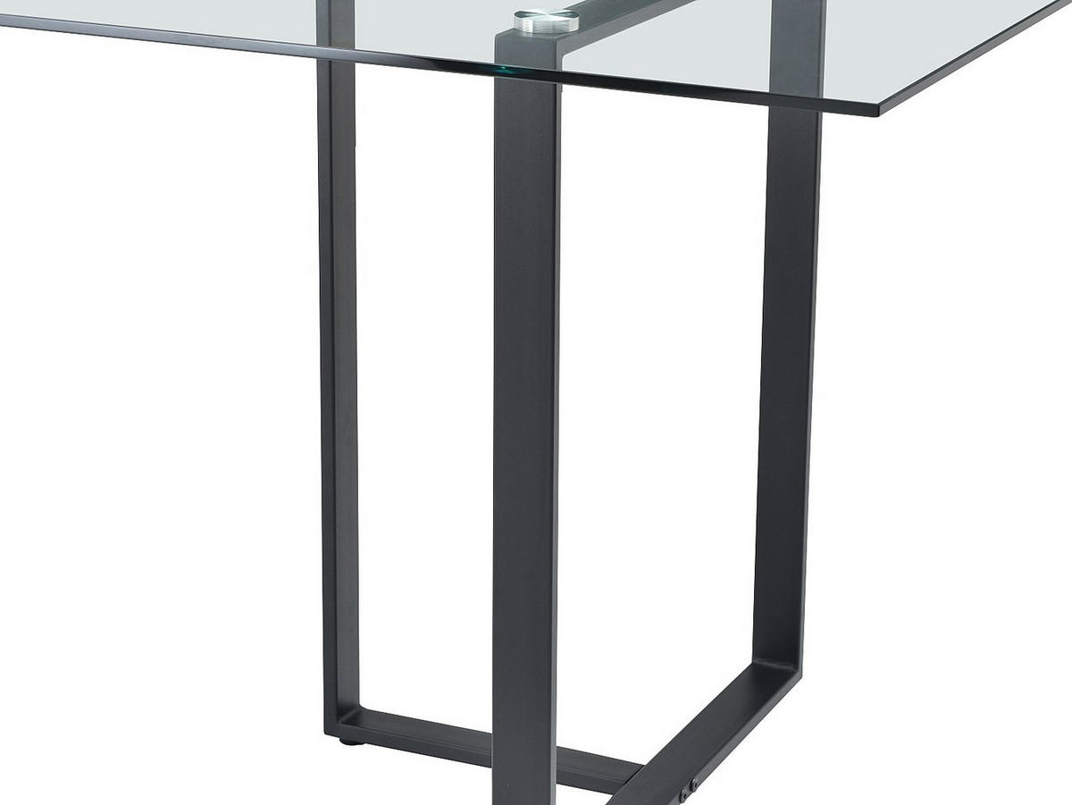 ESSTISCH für 6 Personen - Sicherheitsglas & Edelstahl - Transparent & Schwarz - NILESA II - Transparent/Schwarz, Glas (180/90/75cm) - Pascal Morabito