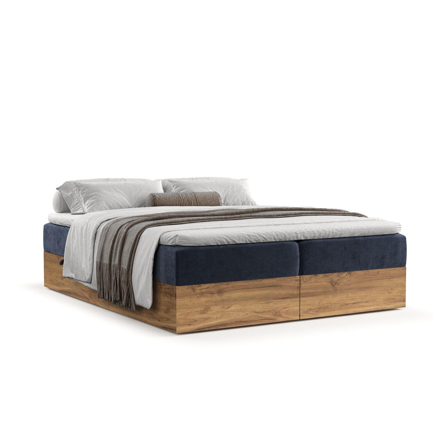 BOXBETT Faro Marineblau 140/200 cm - Schwarz/Dunkelblau, Holz/Holzwerkstoff (140/200cm) - Maison de Reve