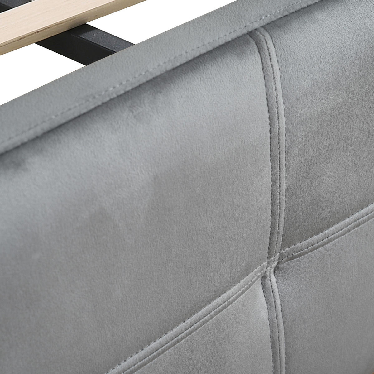SAMT-POLSTERBETT 140/200 cm mit LED-Beleuchtung und verstellbarem Kopfteil - Grau, Textil (140/200cm) - BEAOK