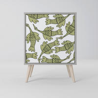 SIDEBOARD SEEDLING SONGBIRD, Grau, 57,5x42x77,5 cm, Schräge Buchenholzfüße - Buchefarben/Multicolor, Holzwerkstoff/Buchenholz (57.5/77.5/42cm) - SpaceRebels
