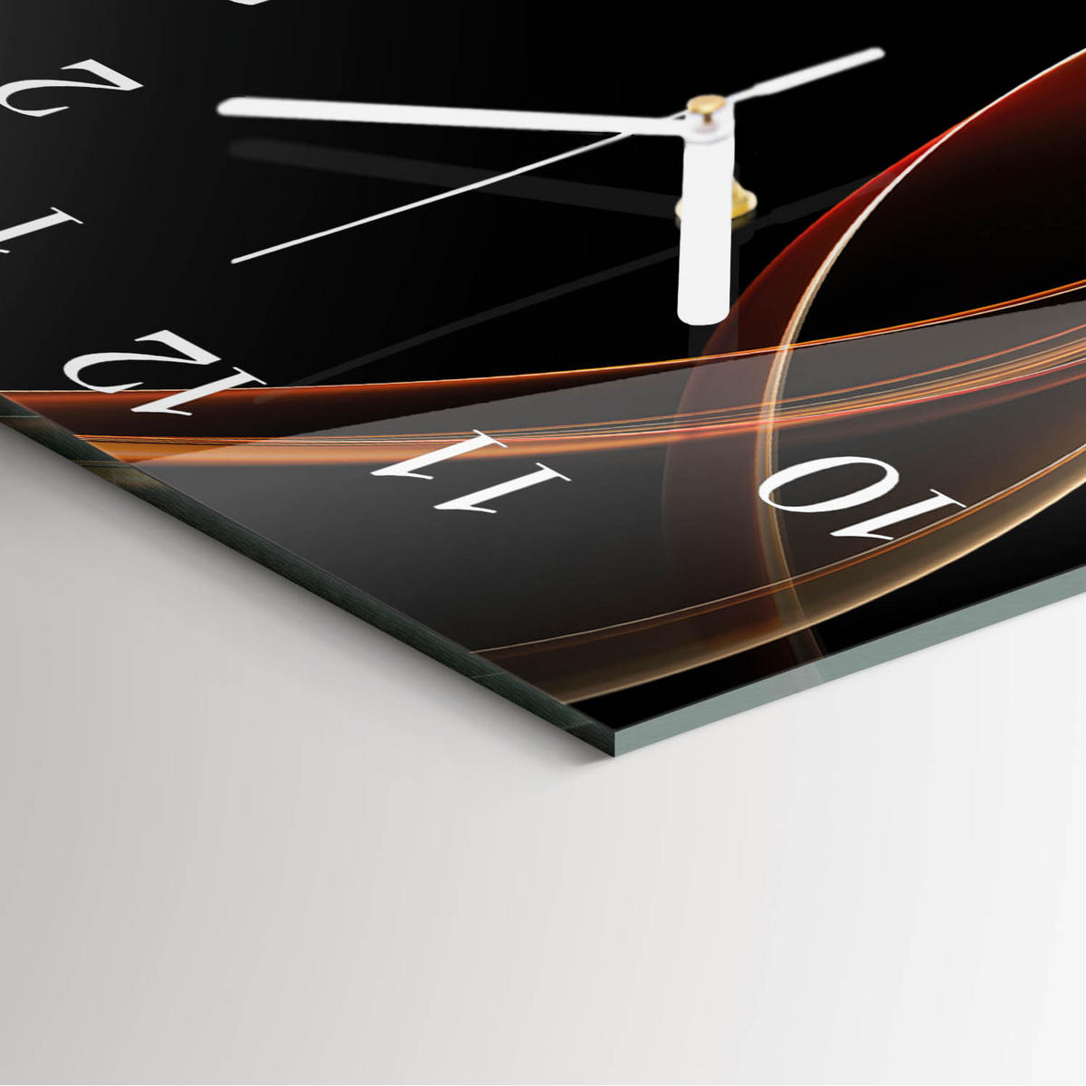 WANDUHR 30x30 cm - Abstrakte Linien - Orange, Glas (30/30/0.4cm) - TULUP
