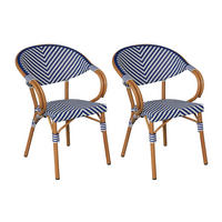 GARTENSTÜHLE Stapelbare Weiß Blau 2er-Set - Dunkelblau, Metall (57/84/57cm) - Mobili Rebecca