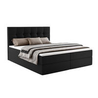 BOXBETT Auren mit Topper Schwarz 200x200 - Schwarz, Textil (200/200cm) - Luxkor24