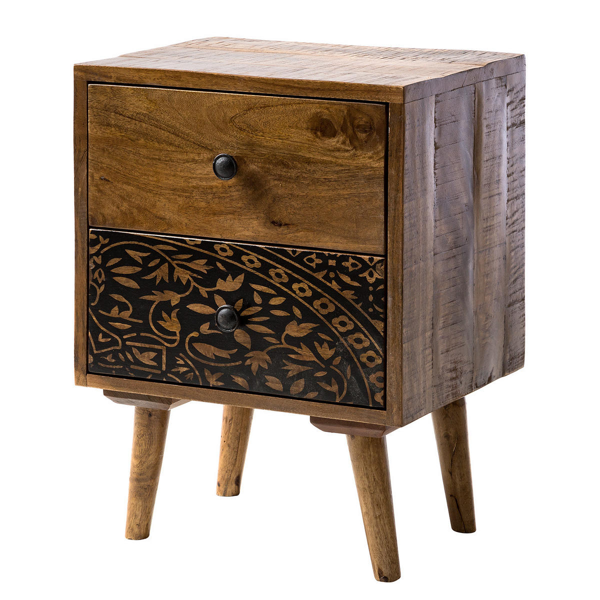 NACHTKOMMODE - Mango massiv - Naturfarben, Holz (45/60/35cm) - home24