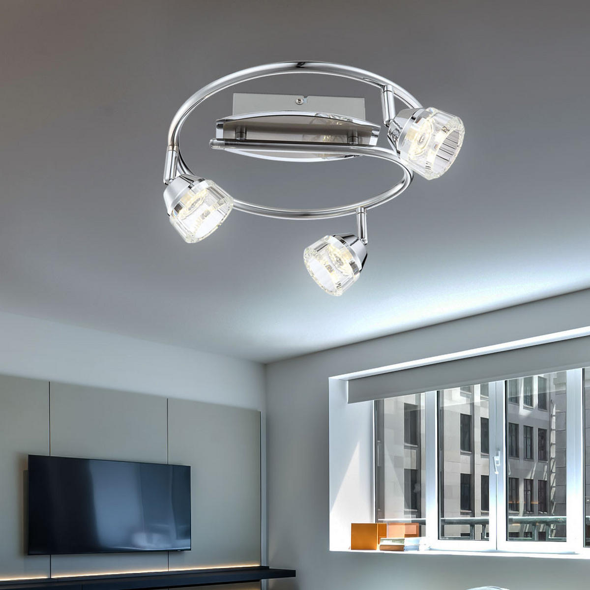LED DECKENLEUCHTE LILIJA Chrom Silber - Silberfarben, Glas (30/30/16cm) - Globo Lighting