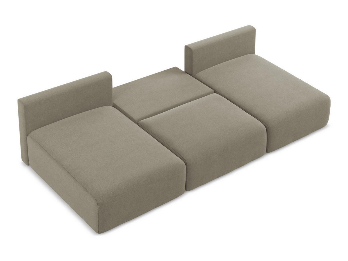WOHNLANDSCHAFT Strukturstoff Stoff Beige - Beige/Schwarz, Kunststoff/Textil (304/79/149cm) - Makamii