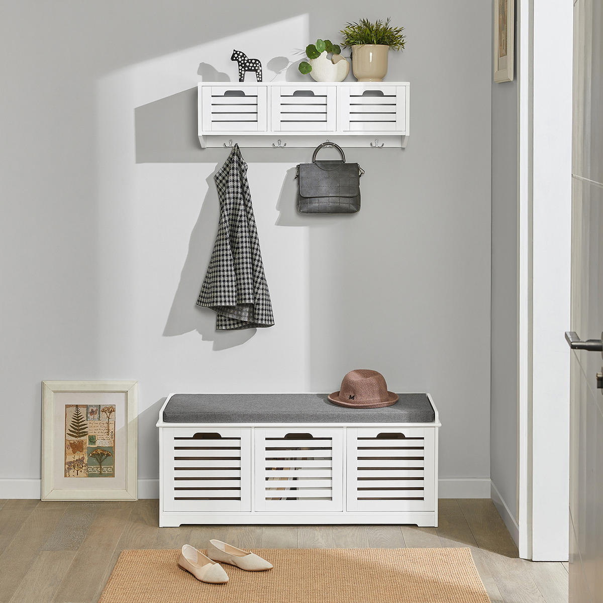 WANDGARDEROBE Weiß - Weiß, Holzwerkstoff (80/25/20cm) - SoBuy