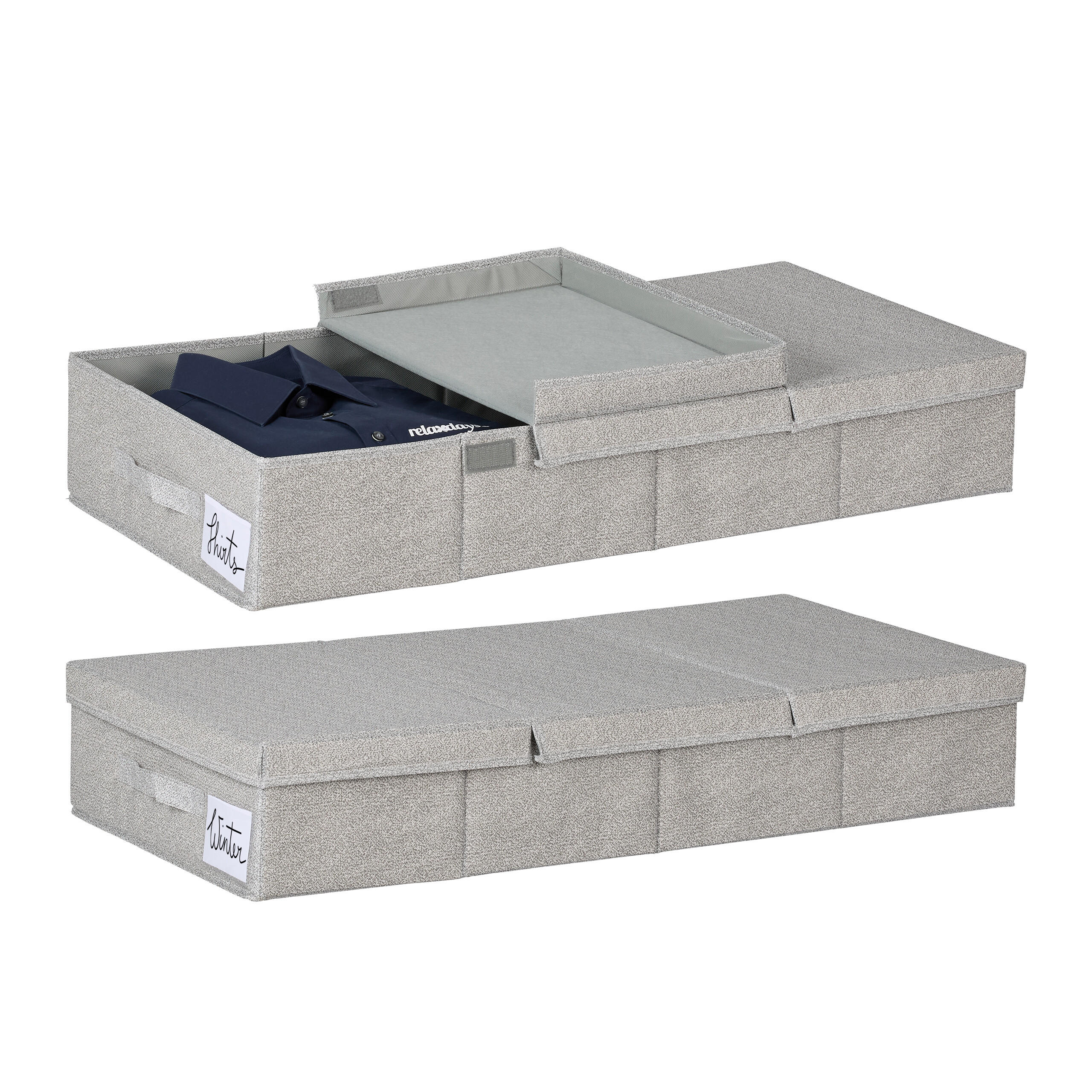 Relaxdays KONTEJNER Šedý pod postel 2ks-Set s víkem