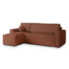 ECKSOFA RAVELO T Braun Kordstoff mit Schlaffunktion - Braun, Holz (240/140cm) - MASSENO