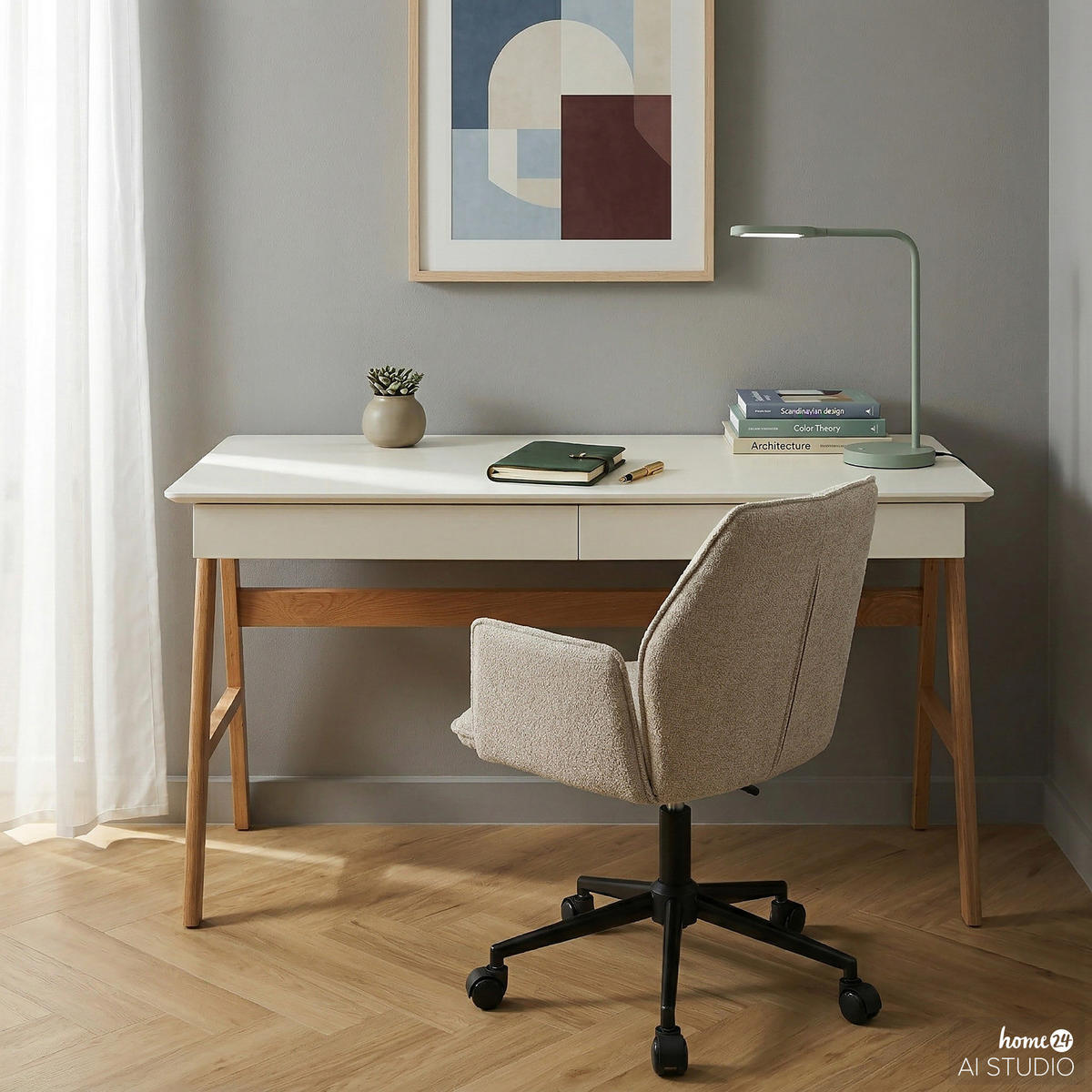 SCHREIBTISCH - Teilmassivholz - Eichefarben/Weiß, Holz/Holzwerkstoff (76/150/75cm) - home24