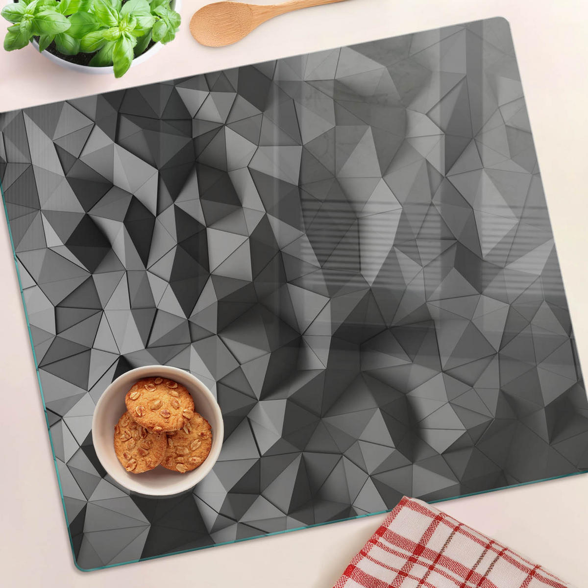 GLASPLATTE 60x52 cm 3D - Grau, Glas (60/0.4/52cm) - TULUP