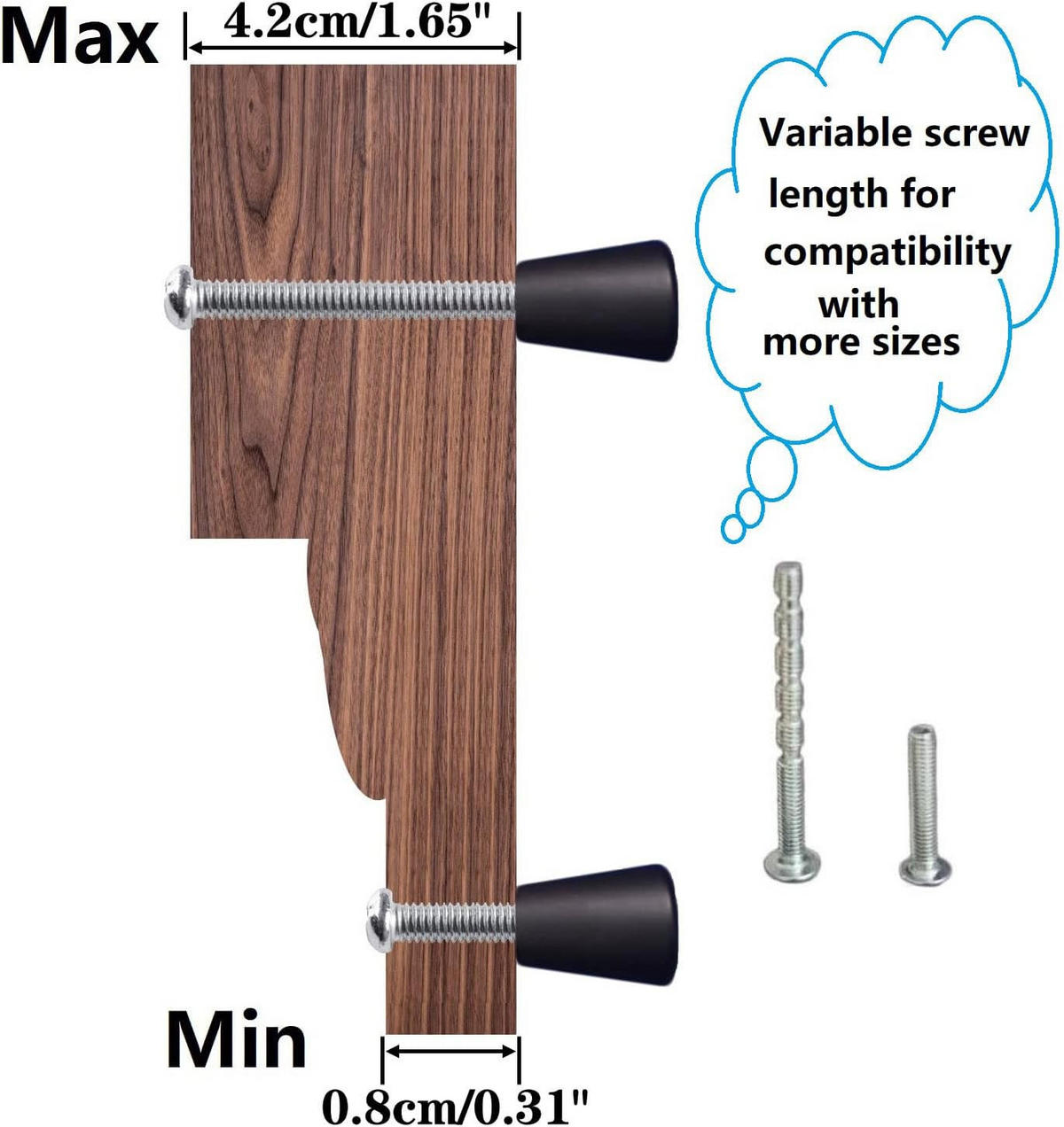 SCHRANKKNOPF Schwarz 6er-Set 20x23 mm - Schwarz, Metall (2.3/2/2cm)