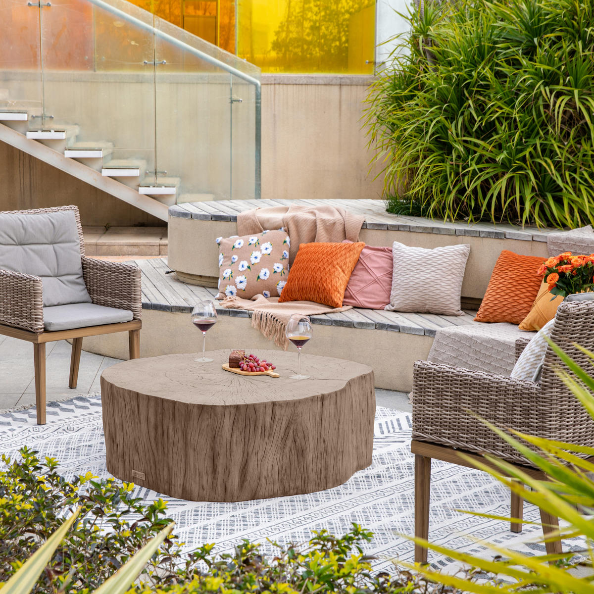 COUCHTISCH DAINTREE aus GF-Beton, Wetterbeständig, 106x100x36 cm - Rotbraun, Naturmaterialien (106/100/36cm) - Elementi