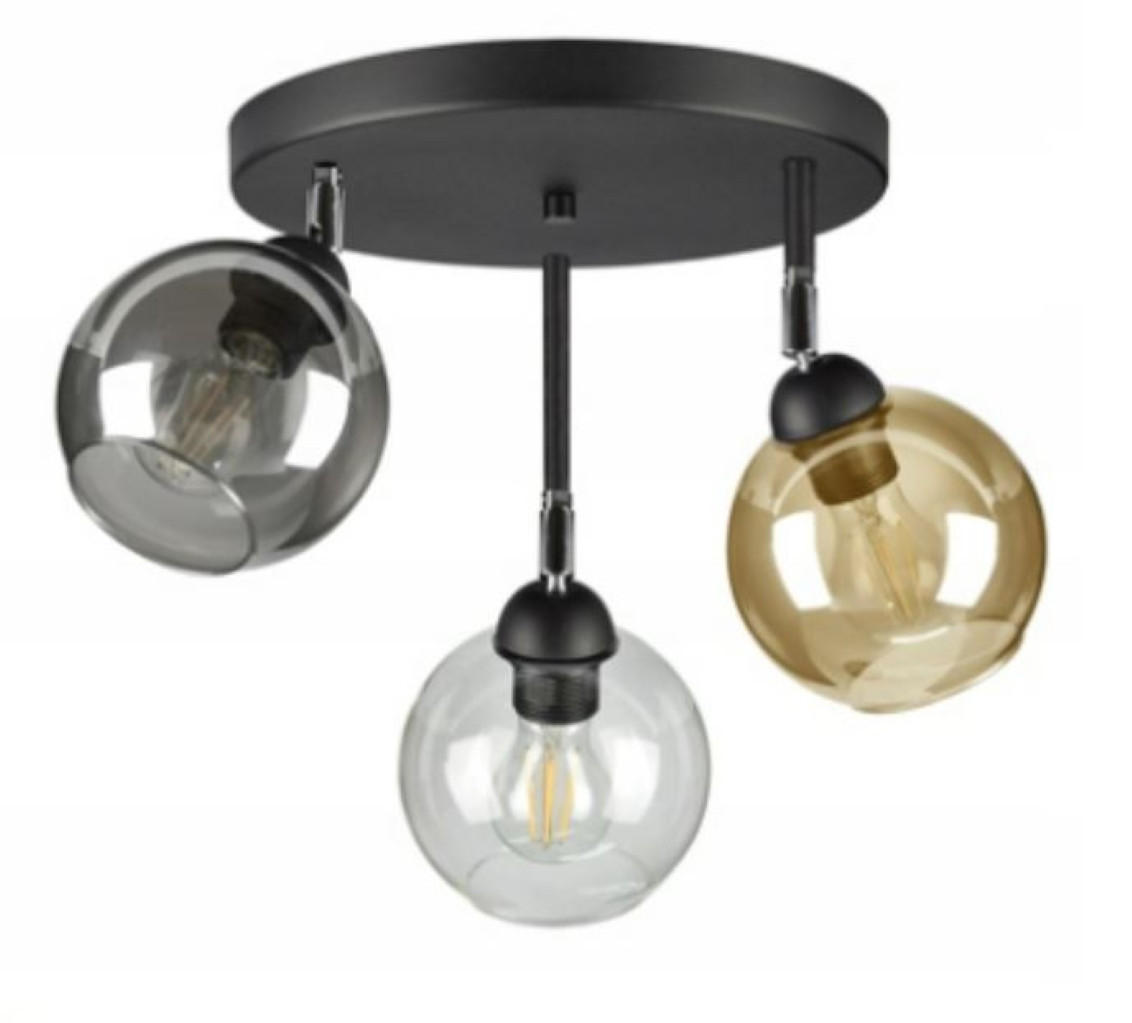 DECKENLEUCHTE HAGEN - Transparent/Schwarz, Glas/Metall (35/35/35cm) - kiki design