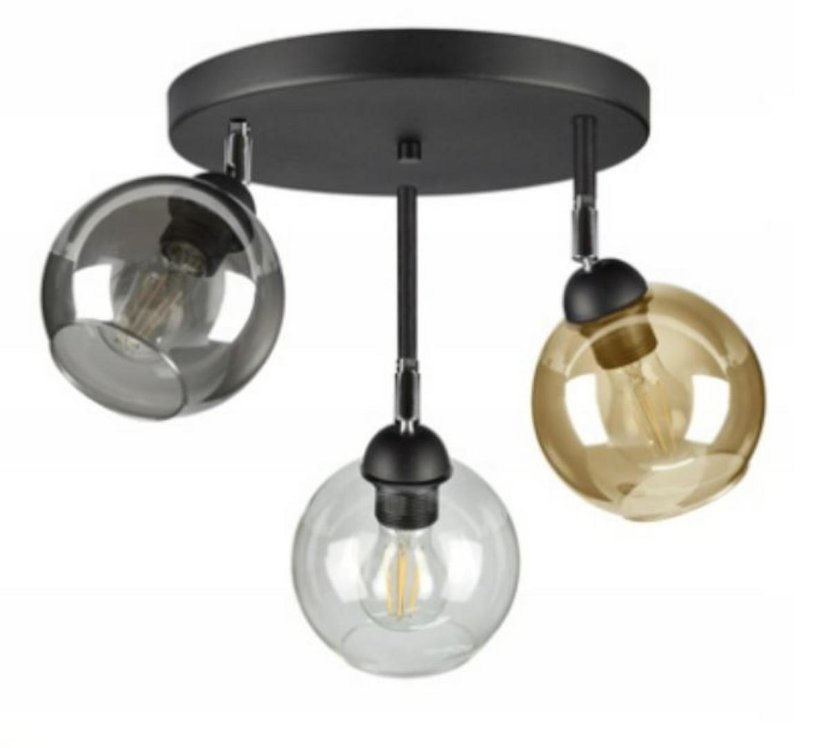 DECKENLEUCHTE HAGEN - Transparent/Schwarz, Glas/Metall (35/35/35cm) - kiki design