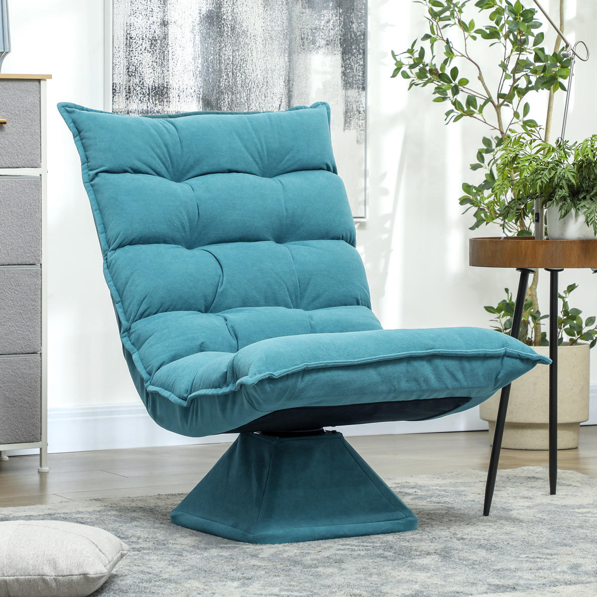 BODENSTUHL Bodensofa mit Verstellbarer Rückenlehne für Wohnzimmer, Büro Blau - Blau, Metall (70/95/62cm) - HOMCOM