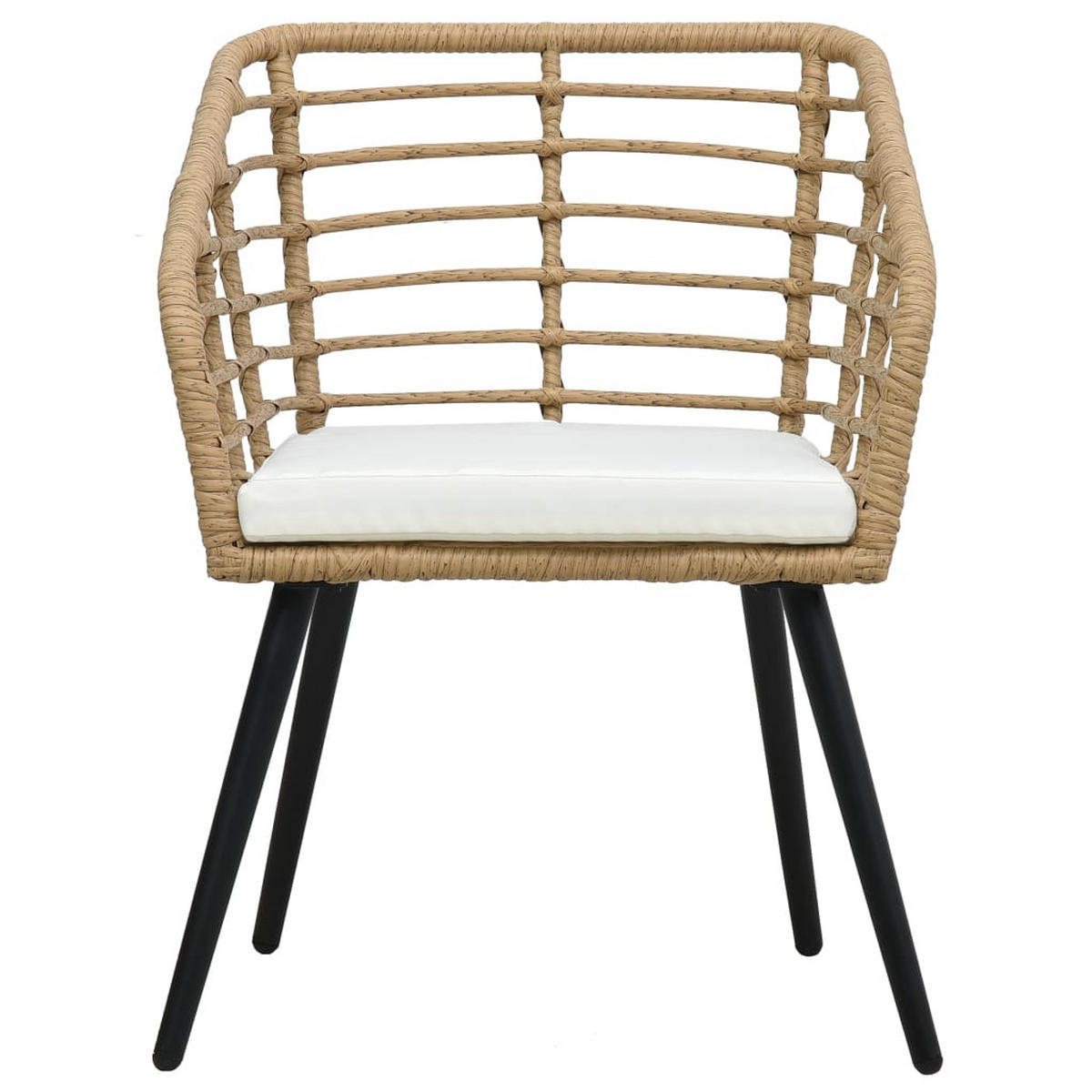GARTENSTÜHLE 2er Set Mit Auflagen Poly Rattan Eiche - Creme/Braun, Kunststoff/Textil (63.5/77/53.5cm) - vidaXL