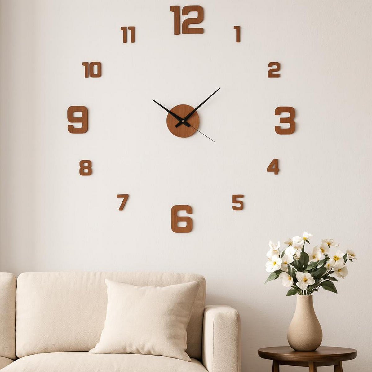 3D-WANDUHR zum Aufkleben Teti 31/4/10 cm - Braun, Kunststoff (4/10/31cm) - Home Styling Collection