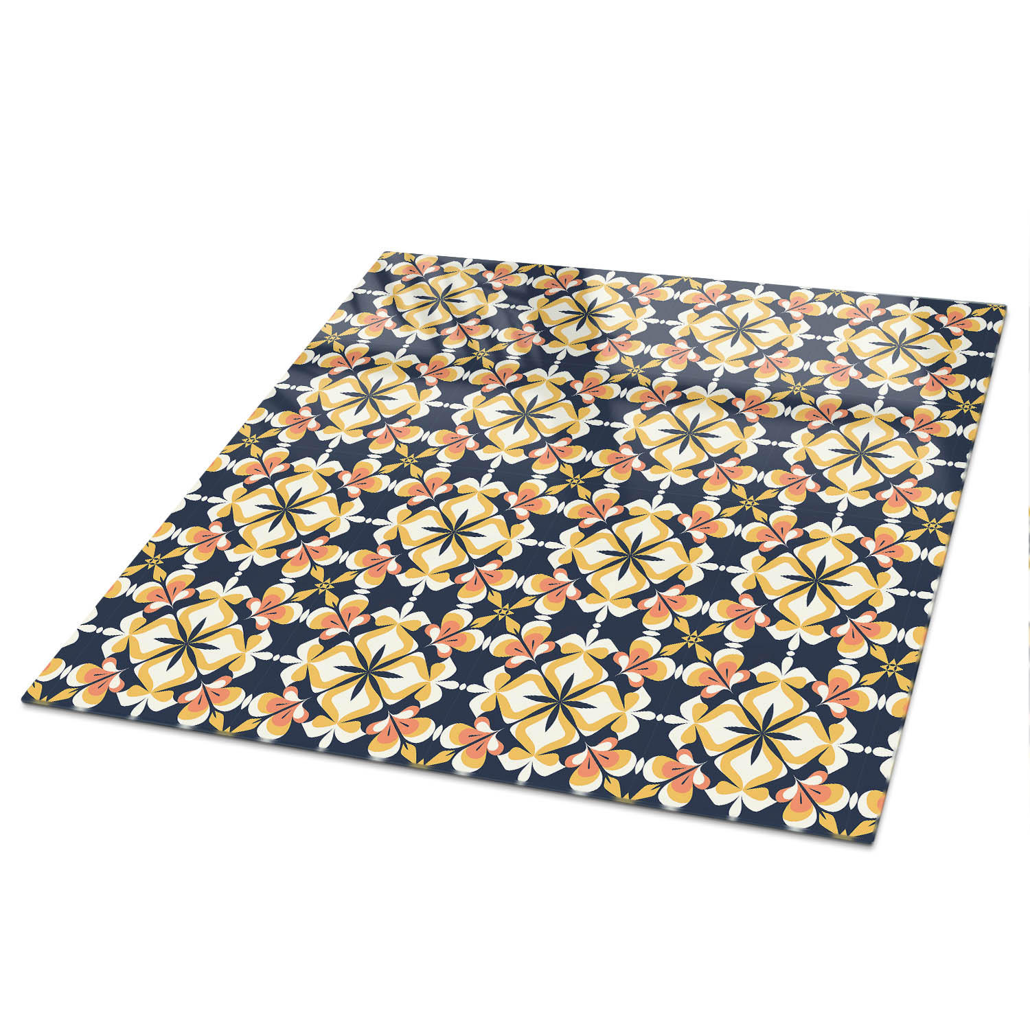 TISCHPLATTE 50x50 cm – Blumensymmetrie - Grau, Glas (50/50/0.4cm) - Wallfluent