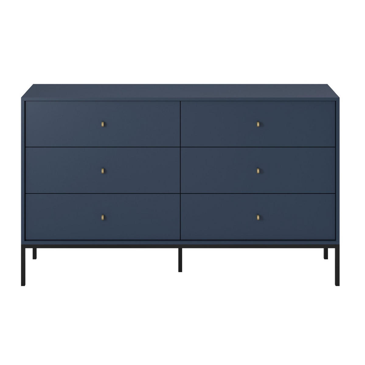 KOMMODE Monne Dunkelblau mit Metallbeinen 154 cm - Goldfarben/Schwarz, Holzwerkstoff/Metall (154/91/39cm) - Selsey