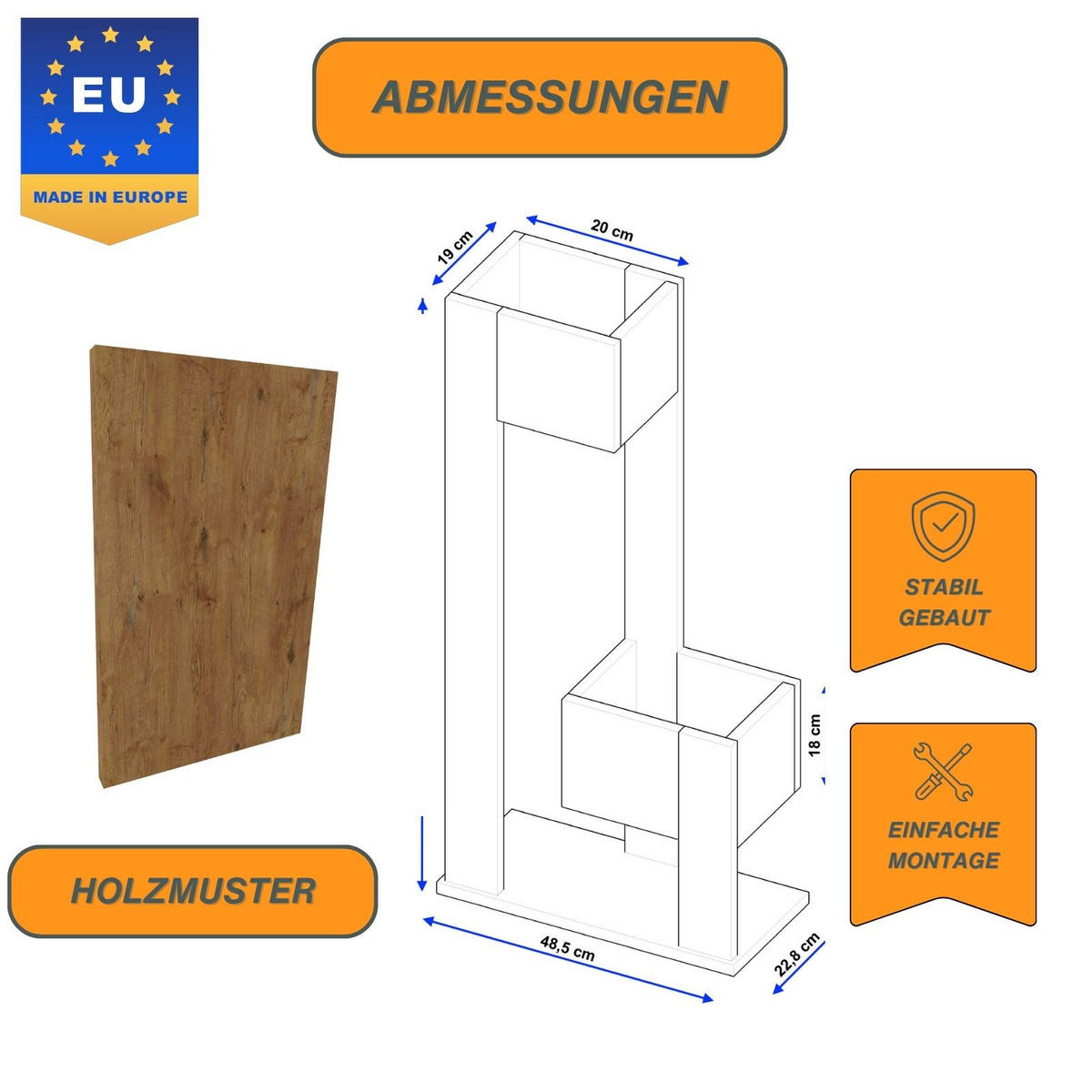 BLUMENSTÄNDER Duo 2 - Nussbaumfarben, Holzwerkstoff (23/98/49cm) - RAUMHIRSCH FURNITURE