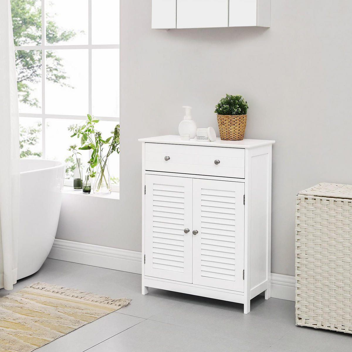 BADEZIMMERSCHRANK AUFBEWAHRUNGSSCHRANK - Weiß, Holzwerkstoff (30/80/60cm) - Hansiro