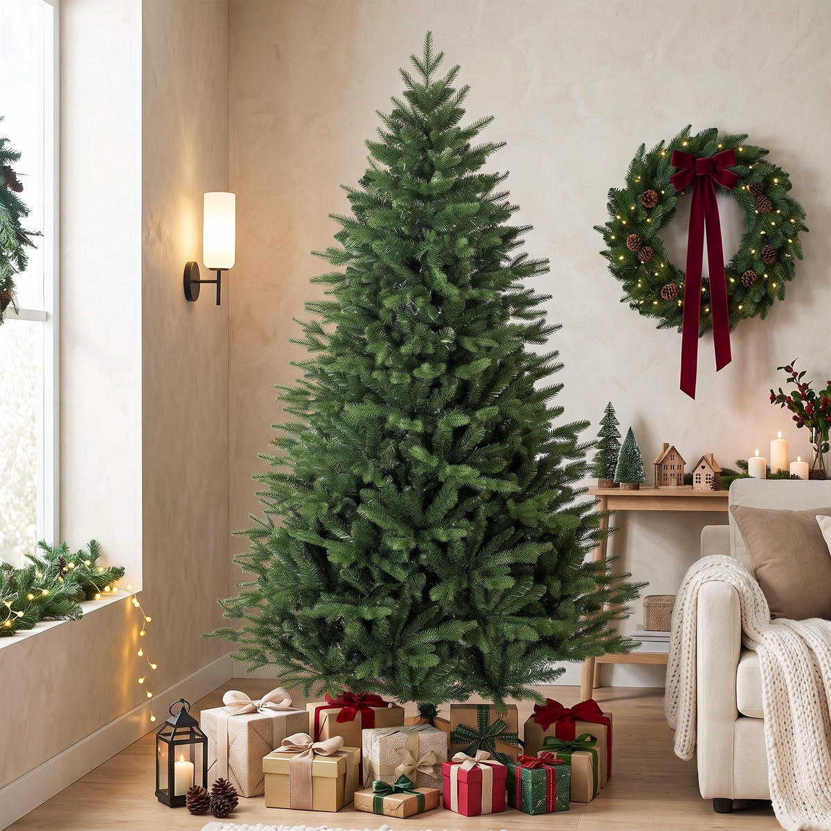 WEIHNACHTSBAUM Kunststoff Kiefernholz Grün - Grün, Kunststoff (180cm) - HOMCOM