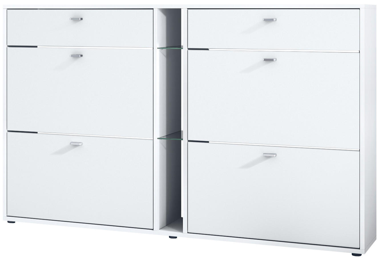 Vladon Schuhschrank Weiß 155.5x95x28 cm