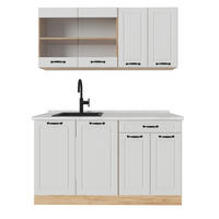 JEDNOTKOVÁ KUCHYNĚ R-Line Bílý venkovský dům/zlatý dub - bílá/medově dubová, kompozitní dřevo (140/81.6/60cm) - Vicco